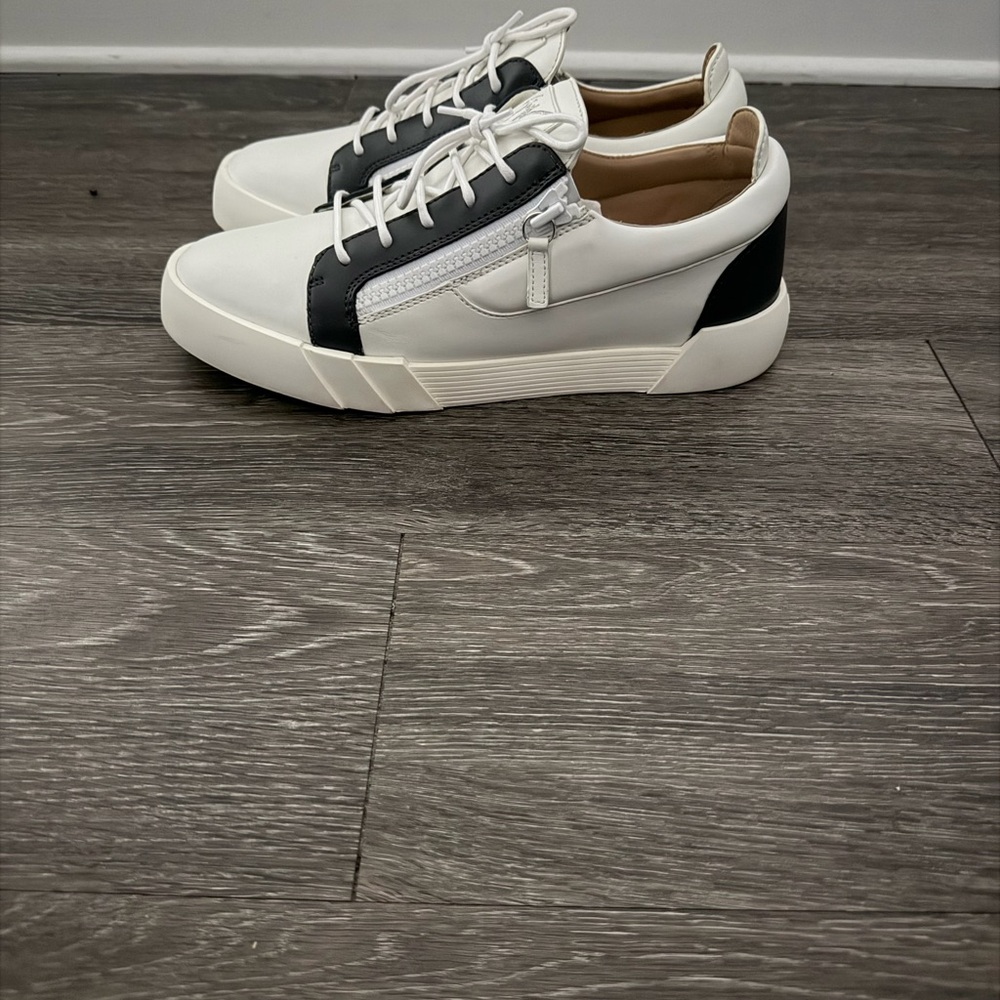 Giuseppe Zanotti White and Black Sneakers
